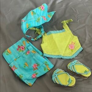 American Girl Tropical Outfit Set - Green and Blue